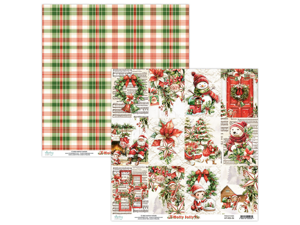 Papier do scrapbookingu 30,5 x 30,5 cm - Mintay - Holly Jolly 06