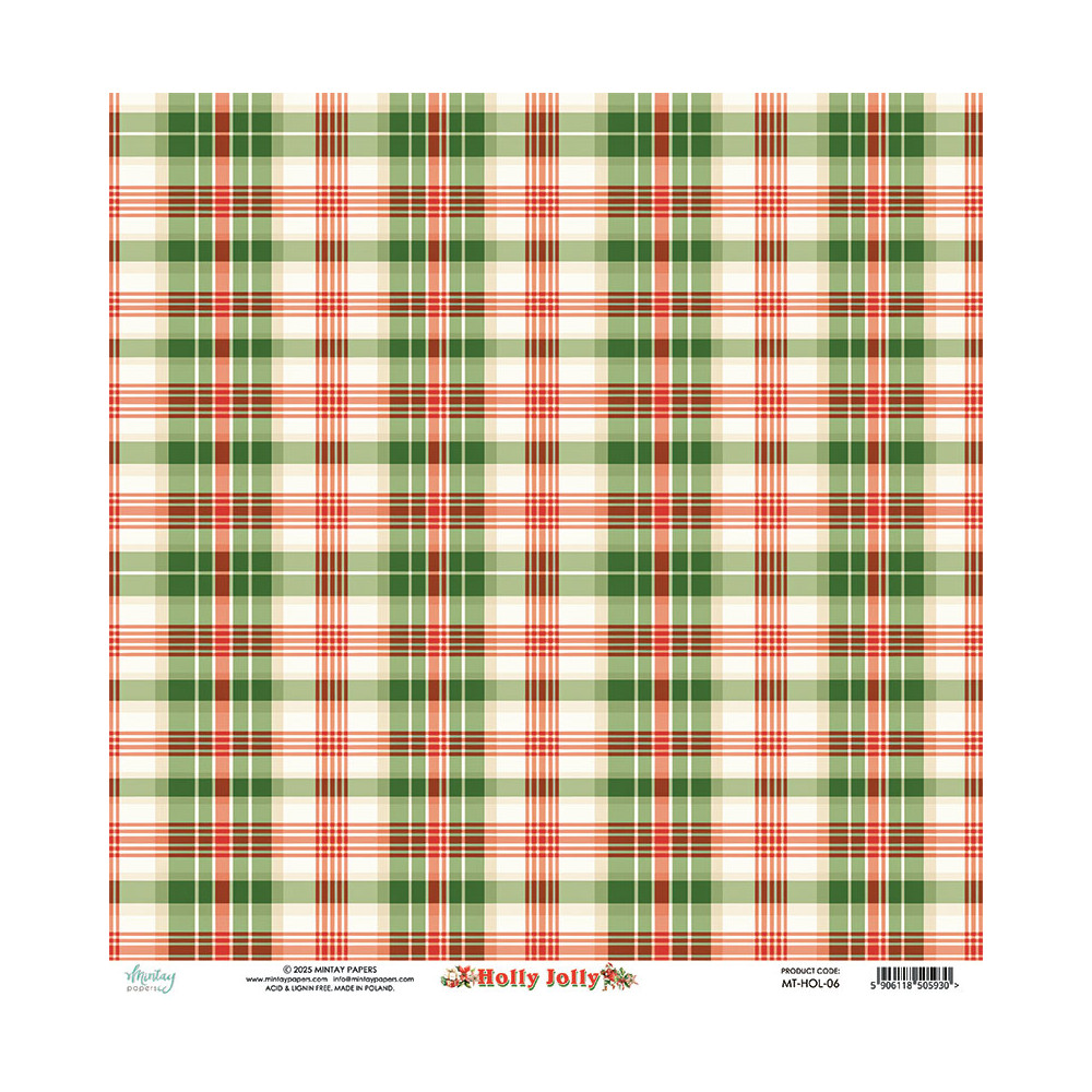 Scrapbooking paper 30,5 x 30,5 cm - Mintay - Holly Jolly 06