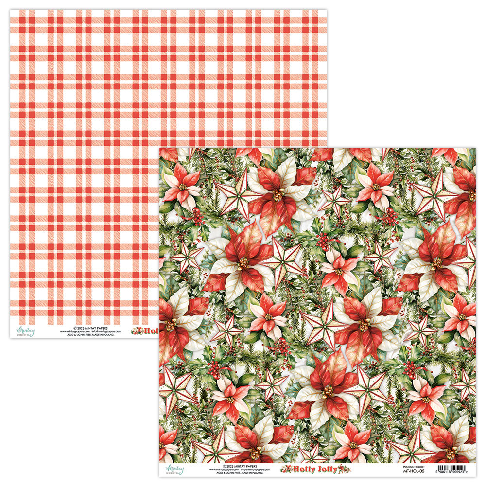 Papier do scrapbookingu 30,5 x 30,5 cm - Mintay - Holly Jolly 05