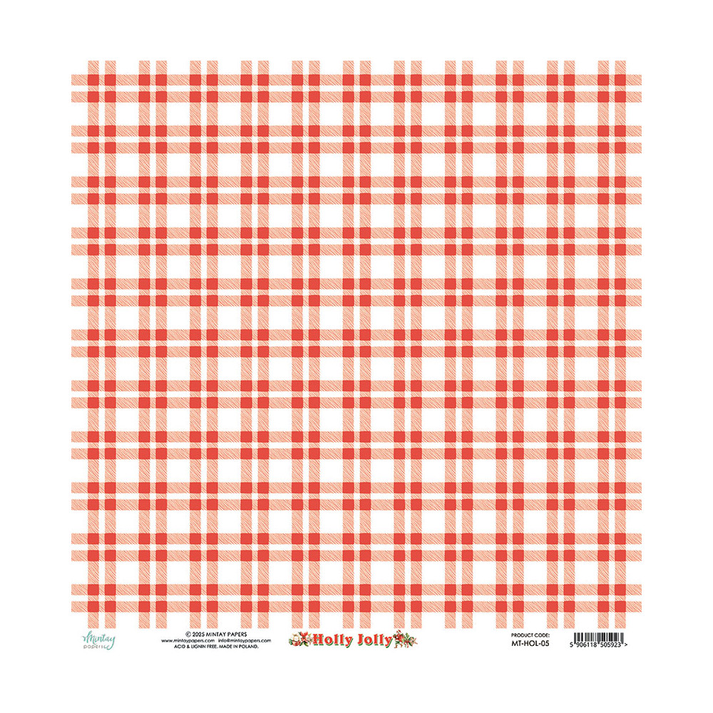 Scrapbooking paper 30,5 x 30,5 cm - Mintay - Holly Jolly 05