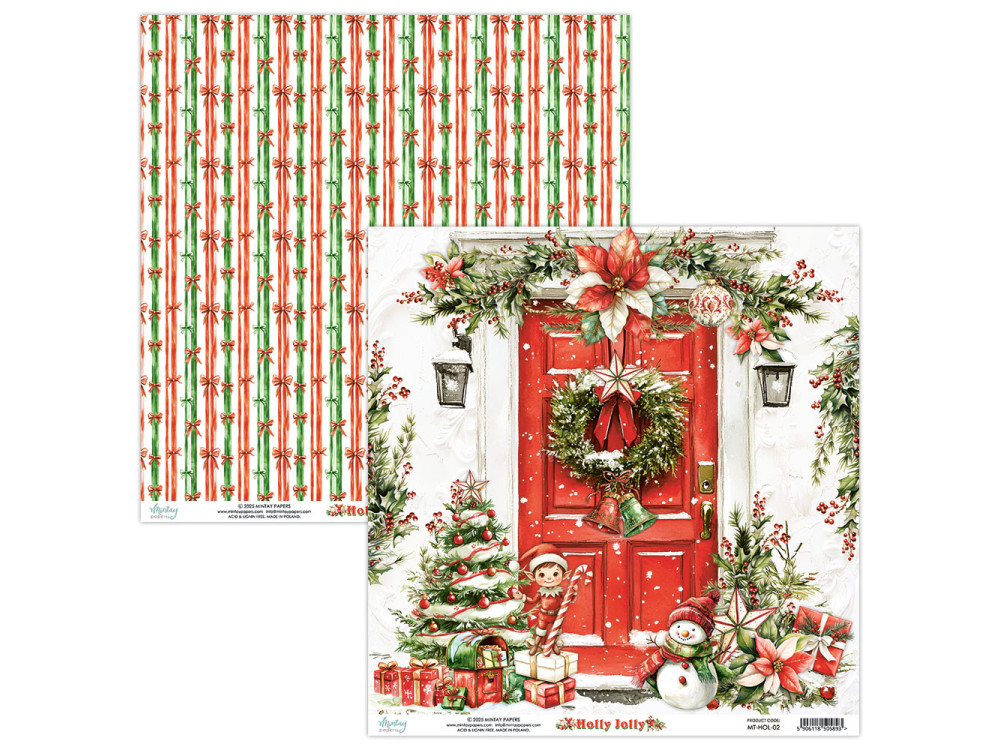 Papier do scrapbookingu 30,5 x 30,5 cm - Mintay - Holly Jolly 02