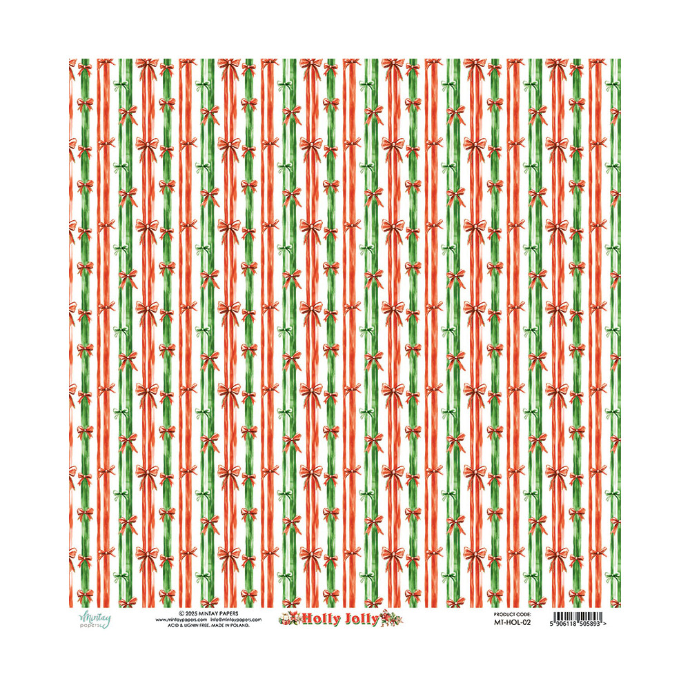 Scrapbooking paper 30,5 x 30,5 cm - Mintay - Holly Jolly 02