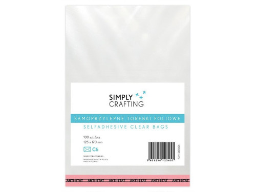 Torebki, woreczki foliowe z klejem - Simply Crafting - C6, 100 szt.