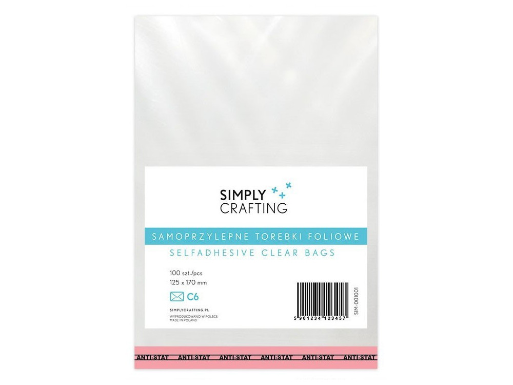 Self-adhesive foil plastic bags C6 100 pcs