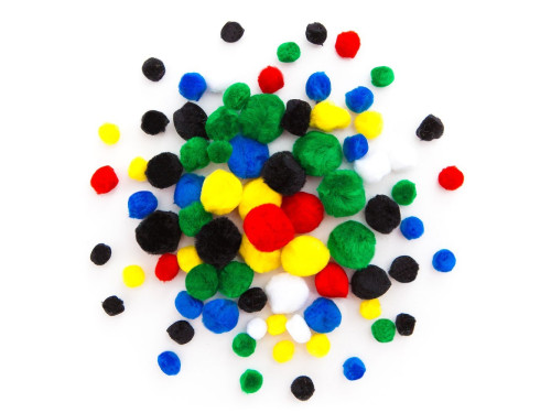 Assorted Acrylic Pompoms - DpCraft - fluffy, colorful, 78 pcs.