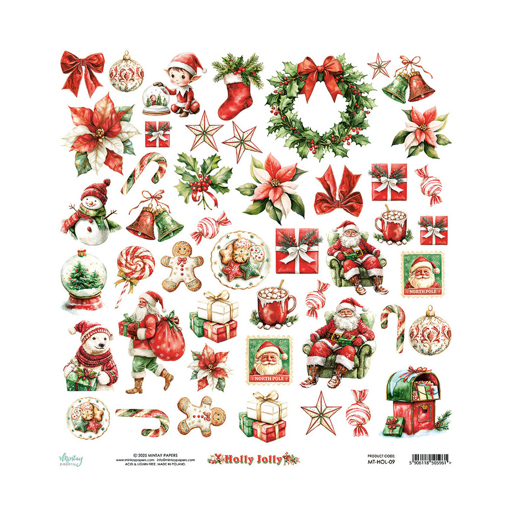 Zestaw papierów do scrapbookingu 30,5 x 30,5 cm - Mintay - Holly Jolly