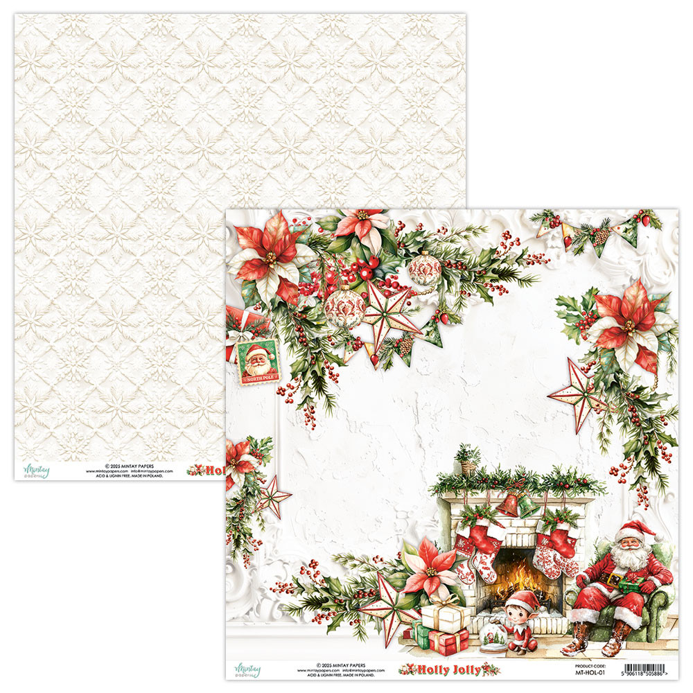 Set of scrapbooking papers 20,3 x 20,3 cm - Mintay - Holly Jolly