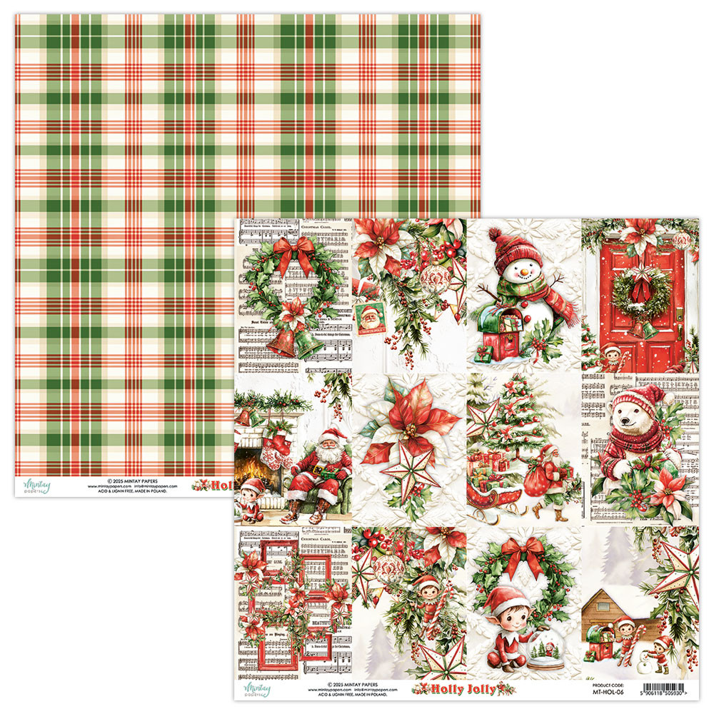 Set of scrapbooking papers 20,3 x 20,3 cm - Mintay - Holly Jolly