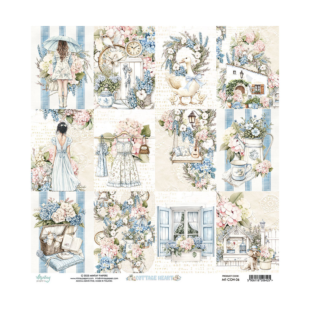 Scrapbooking paper 30,5 x 30,5 cm - Mintay - Cottage Heart 06