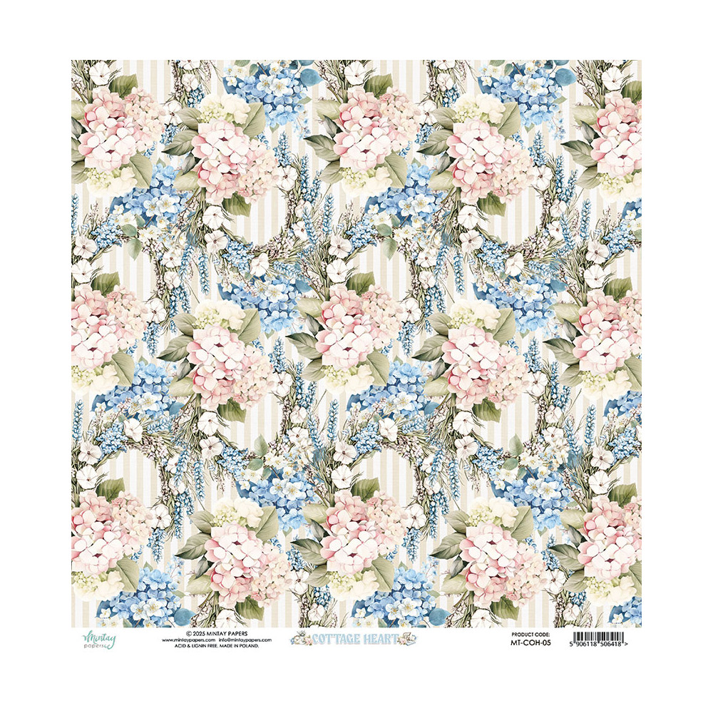 Scrapbooking paper 30,5 x 30,5 cm - Mintay - Cottage Heart 05