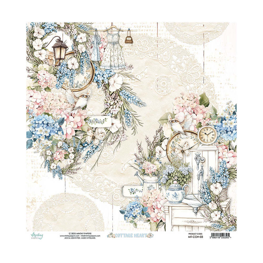 Papier do scrapbookingu 30,5 x 30,5 cm - Mintay - Cottage Heart 03
