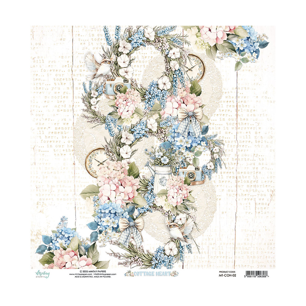 Scrapbooking paper 30,5 x 30,5 cm - Mintay - Cottage Heart 02