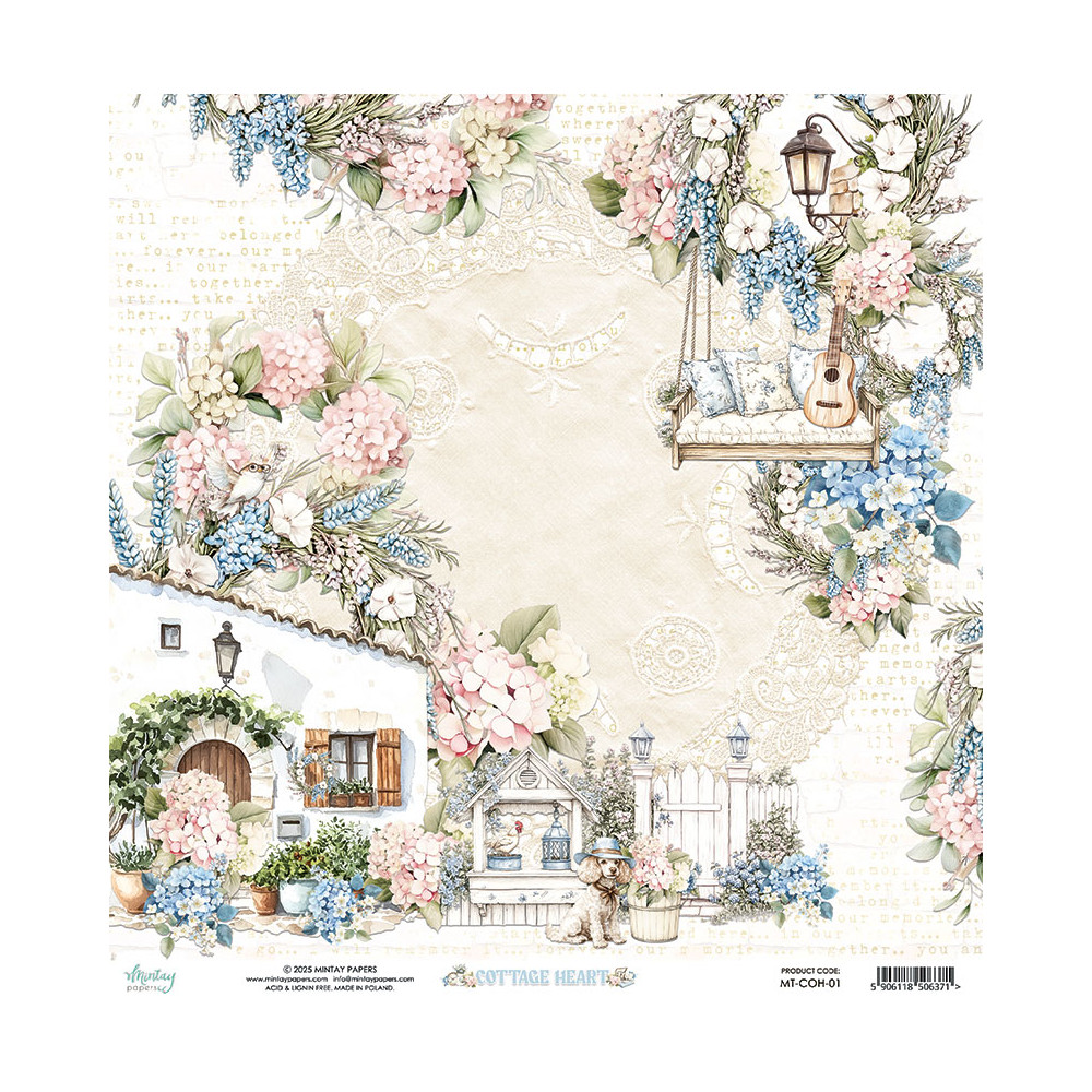 Scrapbooking paper 30,5 x 30,5 cm - Mintay - Cottage Heart 01