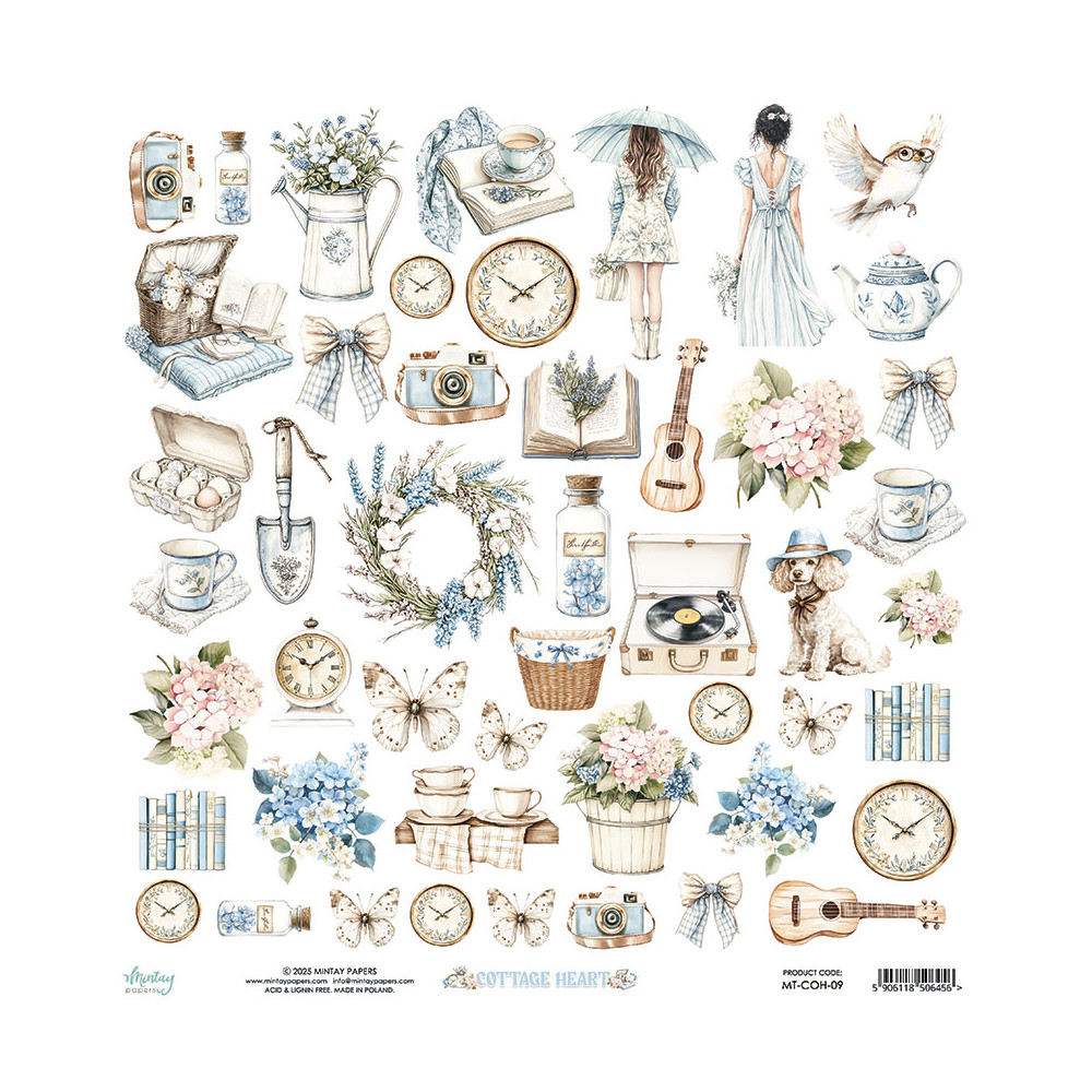 Set of scrapbooking papers 30,5 x 30,5 cm - Mintay - Cottage Heart