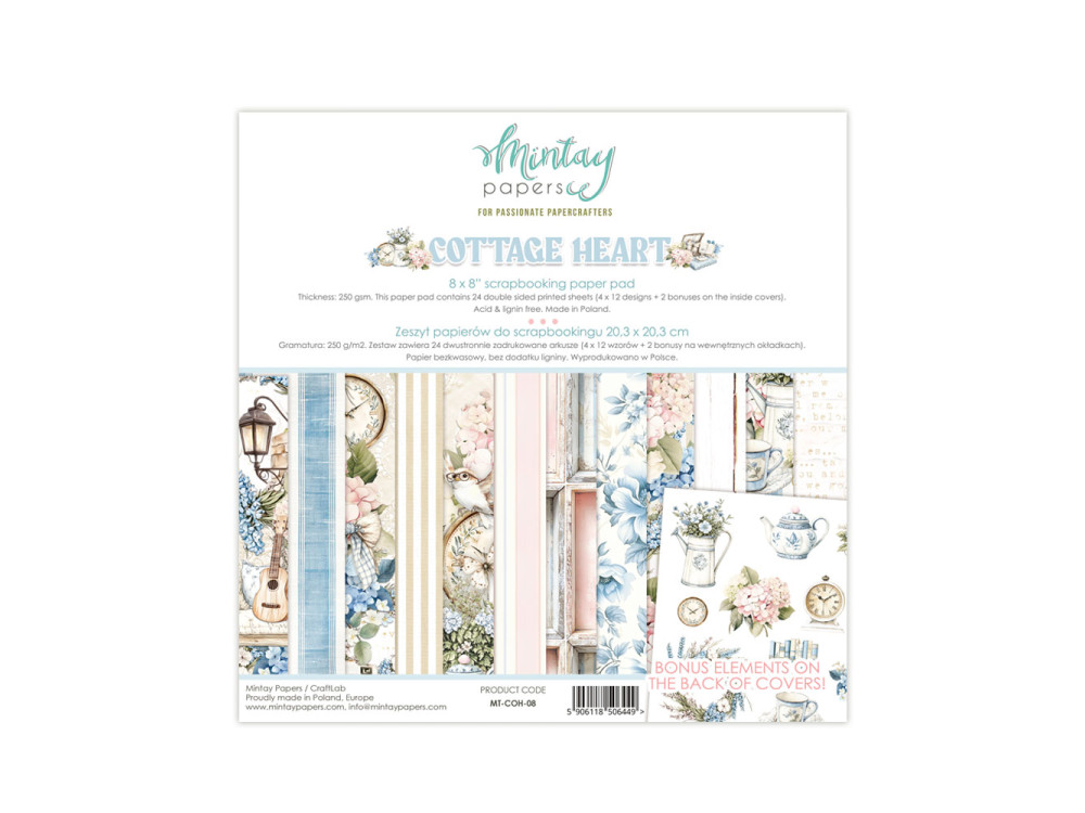Set of scrapbooking papers 20,3 x 20,3 cm - Mintay - Cottage Heart