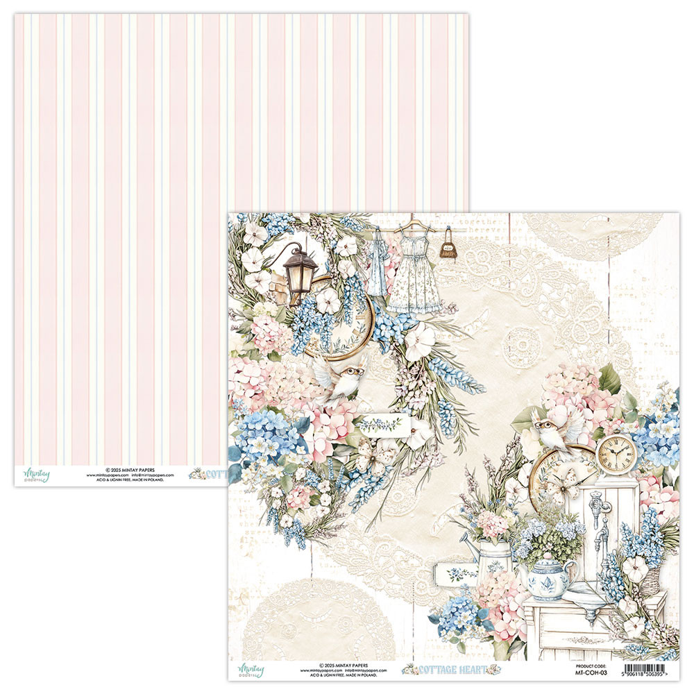 Set of scrapbooking papers 20,3 x 20,3 cm - Mintay - Cottage Heart