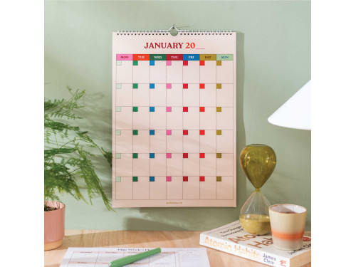 Wall undated calendar Work Hard Play Nice A3 - Good Tuesday