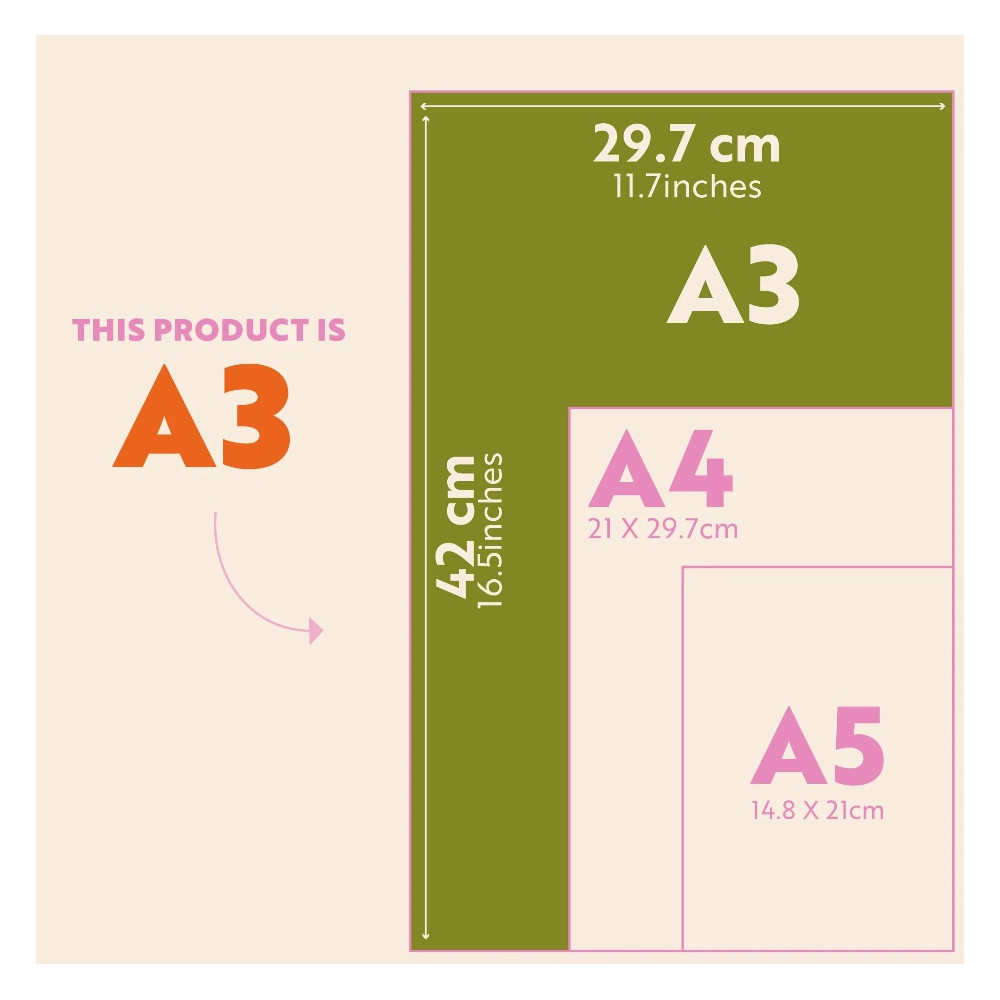 Wall undated calendar Work Hard Play Nice A3 - Good Tuesday