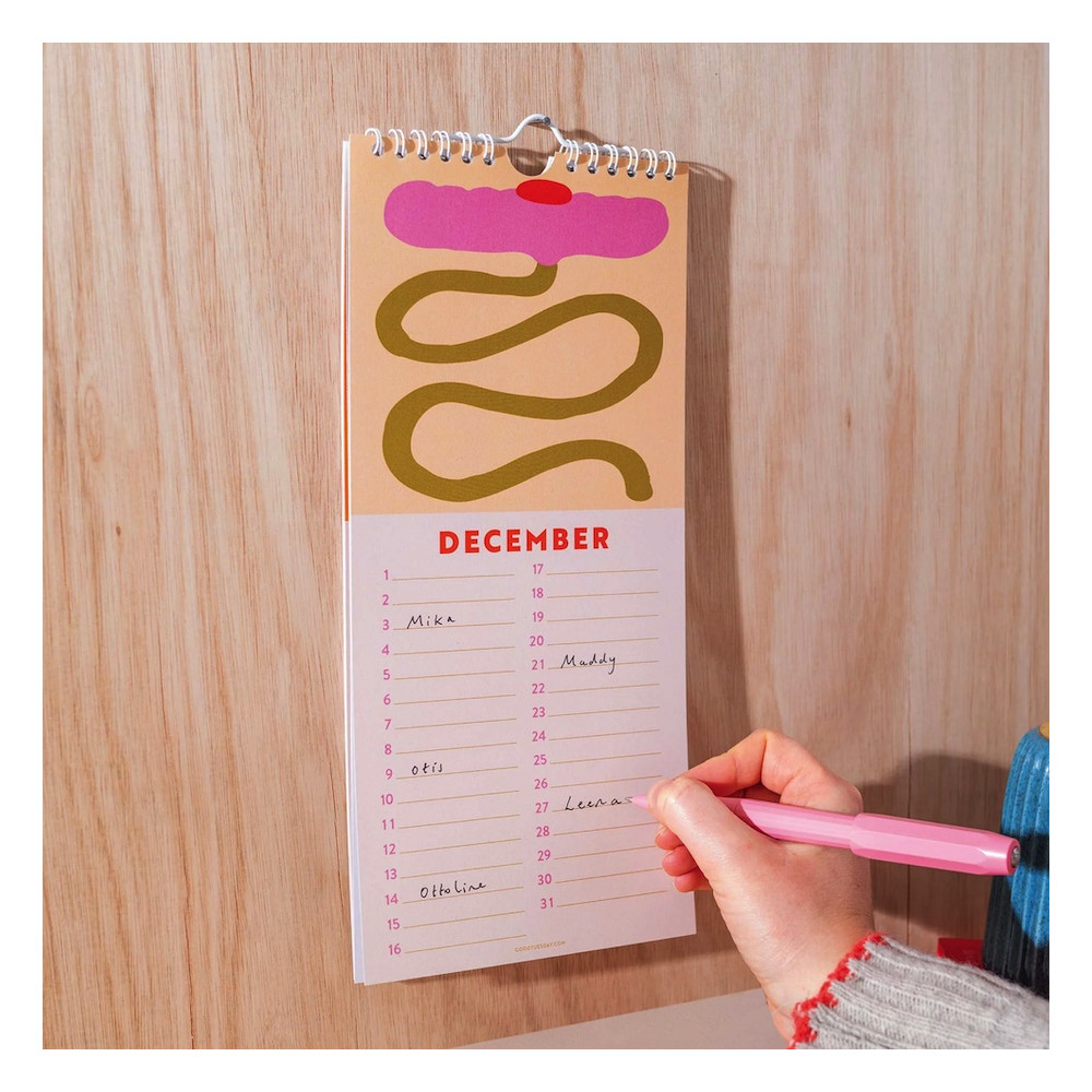 Wall undated calendar Les Fleurs Birthday - Good Tuesday