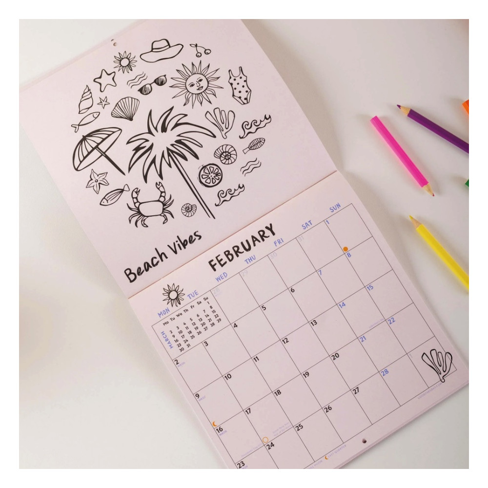 Wall Calendar Colouring Creative Arts 2026 21 x 21 cm - Good Tuesday