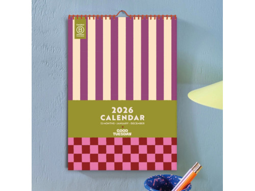 Wall Calendar Checks & Stripes 2026 A4 - Good Tuesday