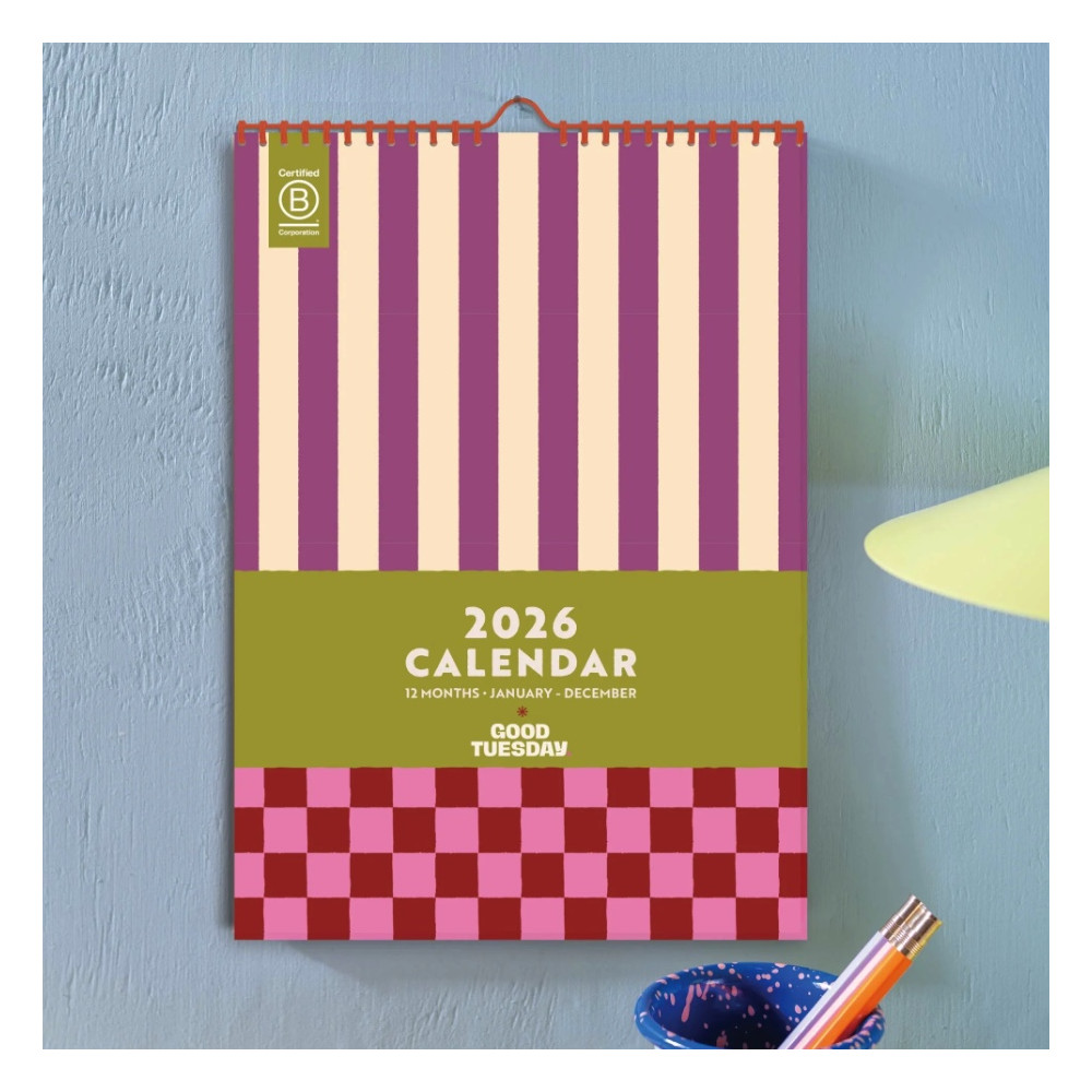 Wall Calendar Checks & Stripes 2026 A4 - Good Tuesday