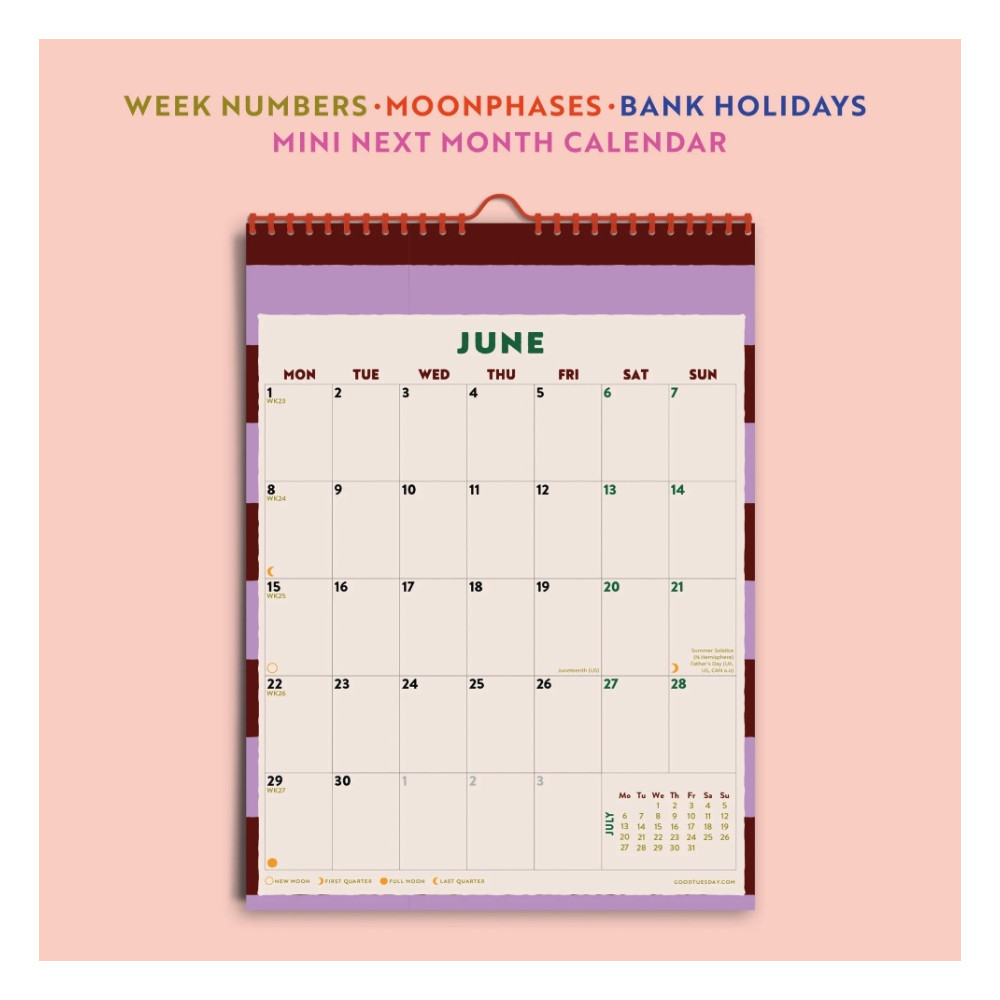 Kalendarz ścienny Checks & Stripes 2026 A4 - Good Tuesday