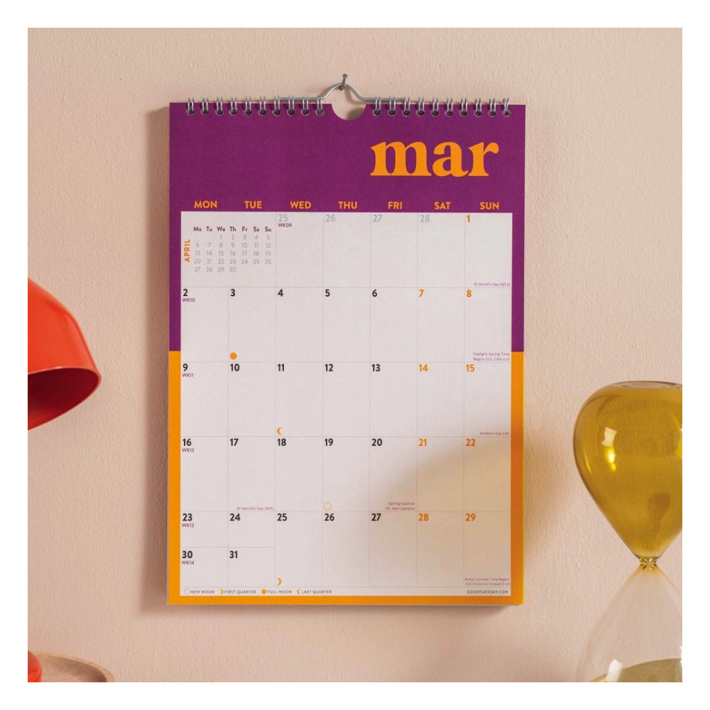 Wall Calendar Bold Block 2026 A4 - Good Tuesday