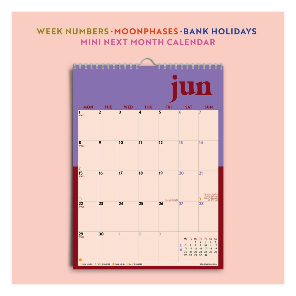 Wall Calendar Bold Block 2026 A4 - Good Tuesday