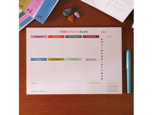 Weekly Planner Pad Work Hard Play Nice A4 - Good Tuesday