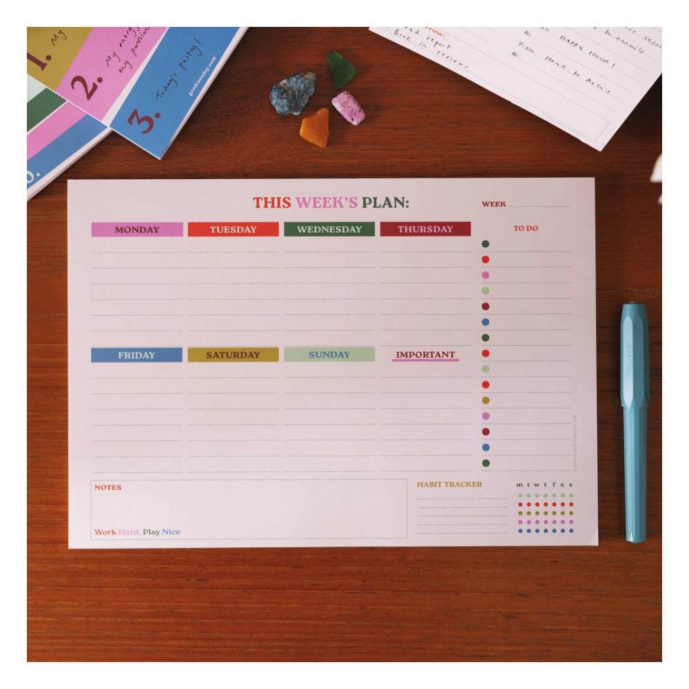 Weekly Planner Pad Work Hard Play Nice A4 - Good Tuesday