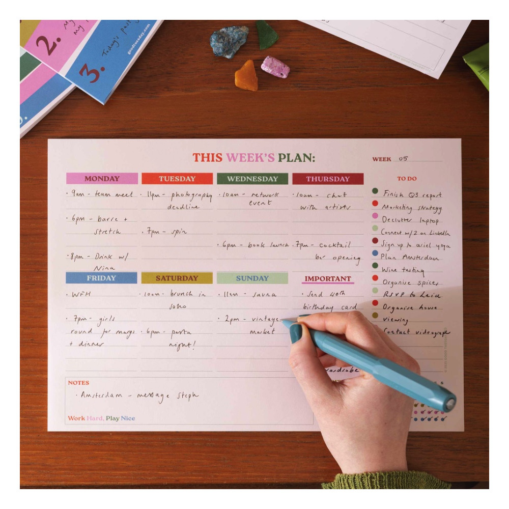 Weekly Planner Pad Work Hard Play Nice A4 - Good Tuesday