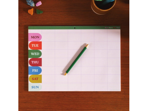 Planner tygodniowo-miesięczny biurkowy Work Hard Play Nice A4 - Good Tuesday