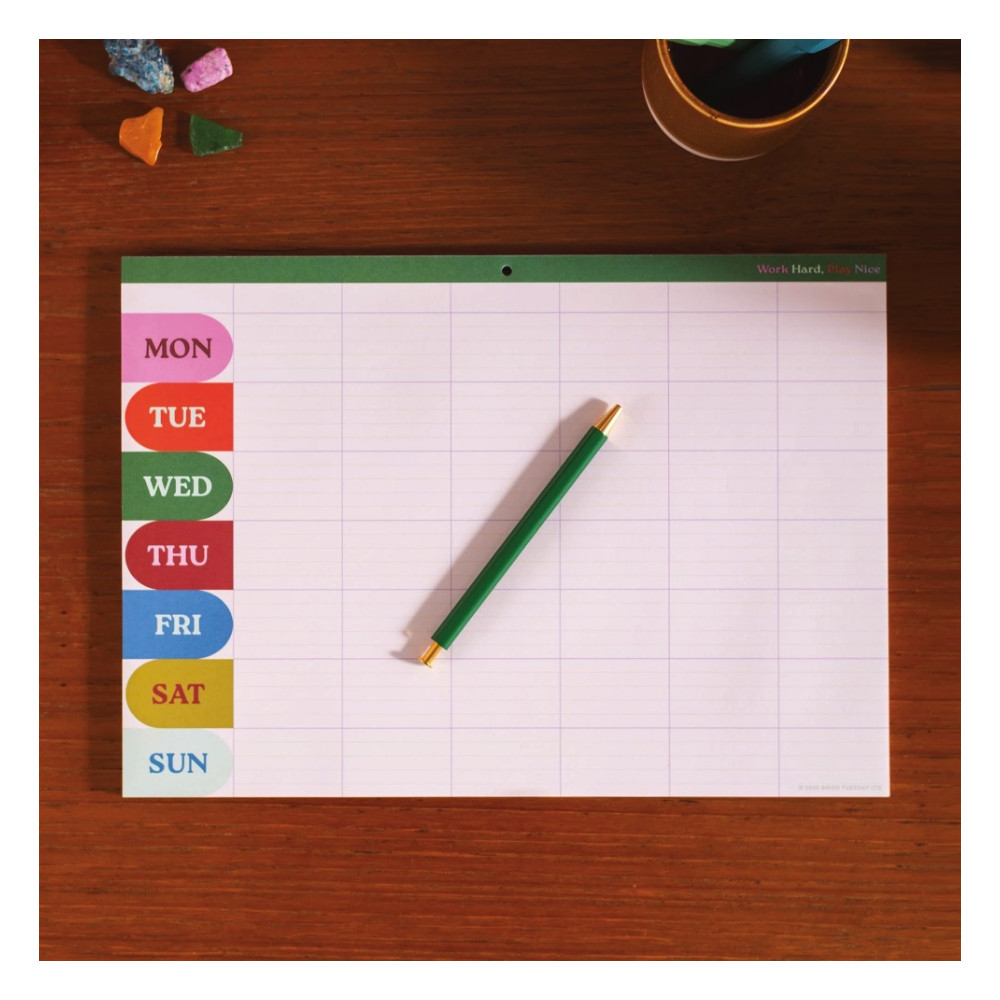 Monthly Planner Pad Work Hard Play Nice A4 - Good Tuesday