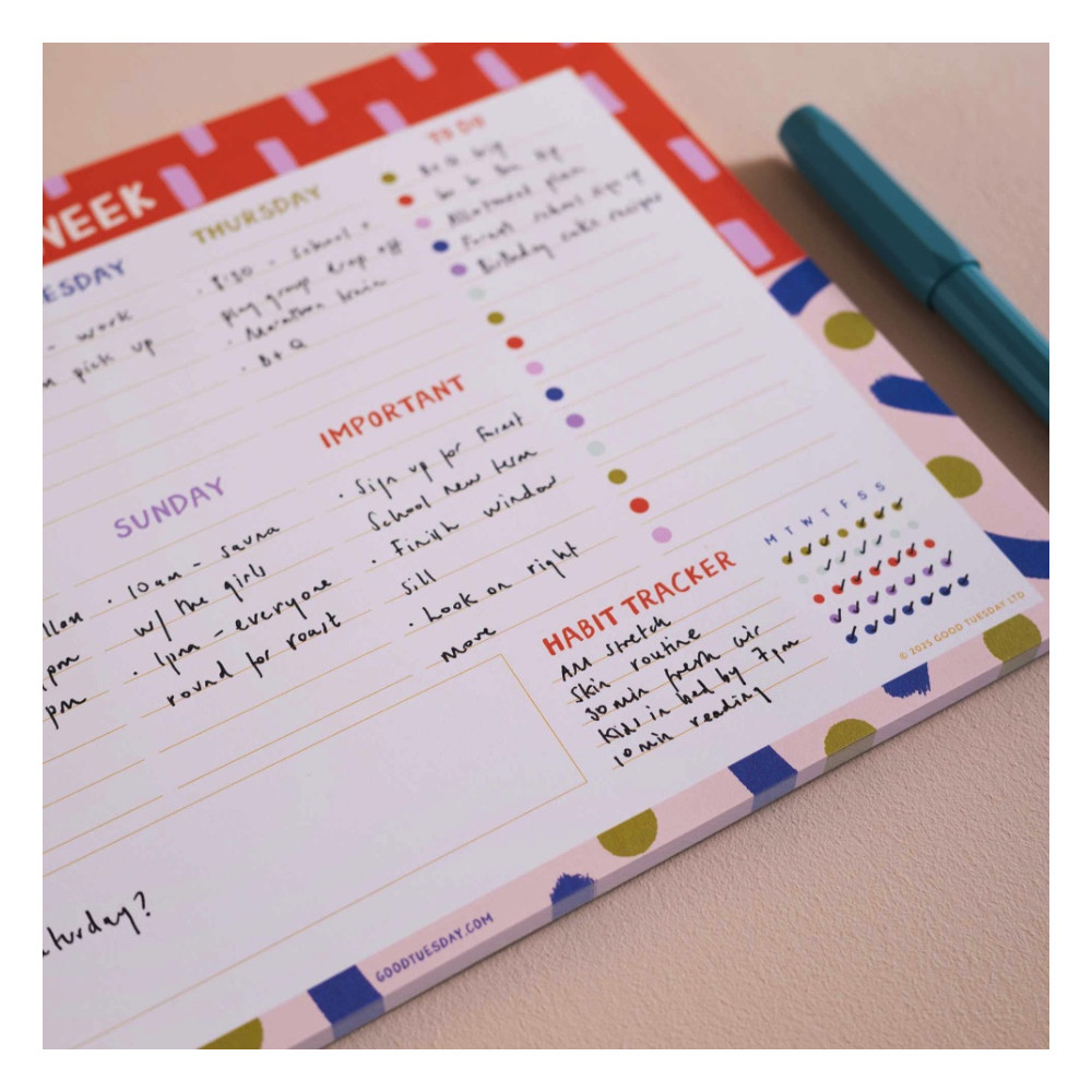 Weekly Planner Pad Colour Flow A4 - Good Tuesday