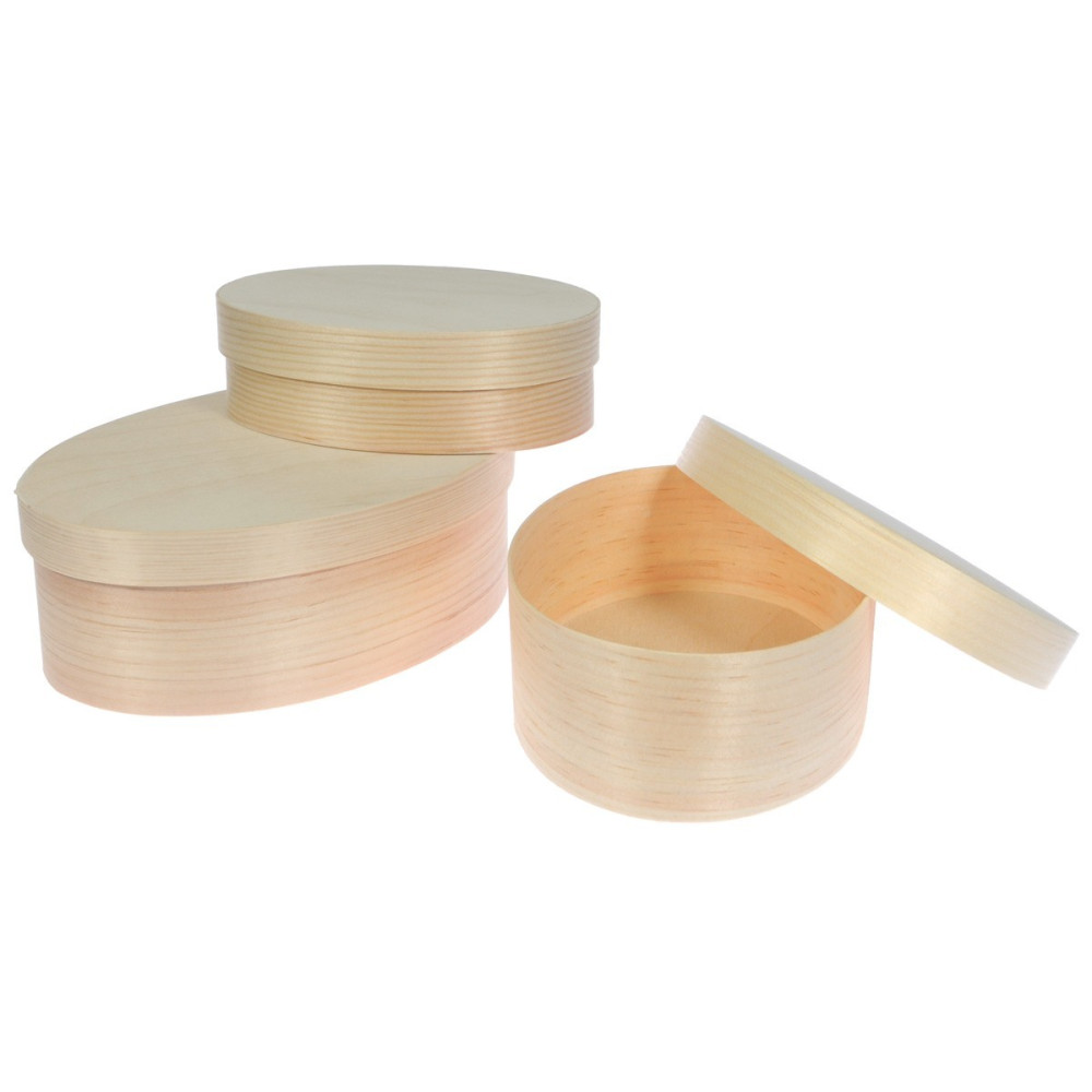 Wooden Oval Boxes 3 in 1
