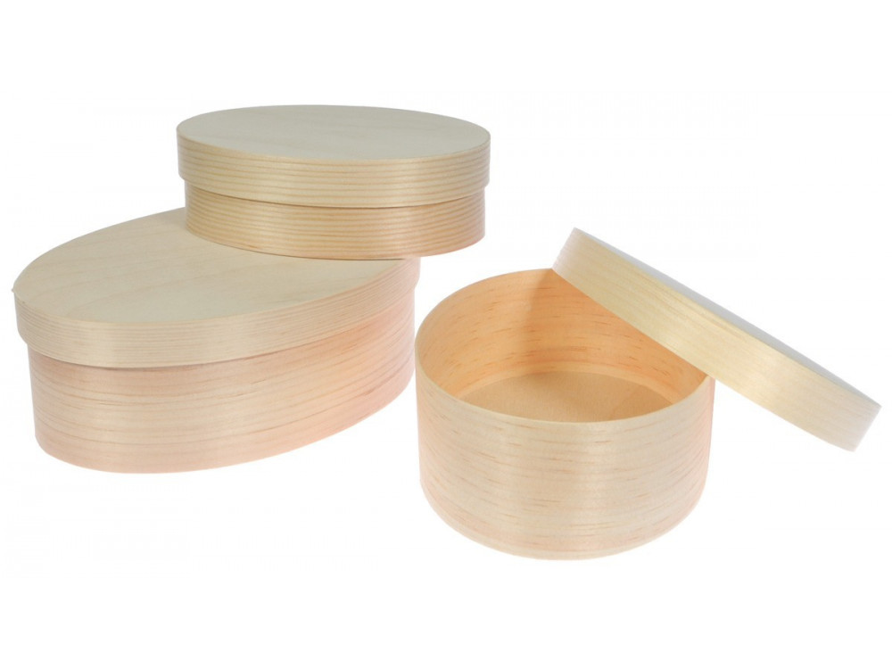 Wooden Oval Boxes 3 in 1