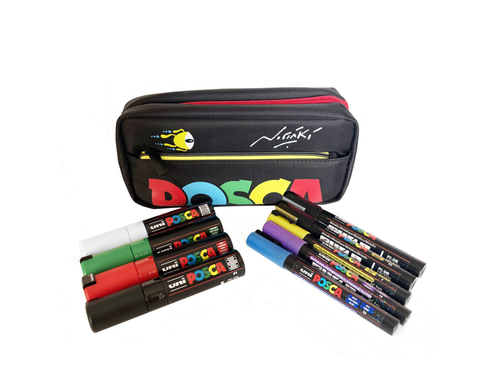 Posca Markers with pencil case Noriaki Limited Edition - Uni - 9 pcs.