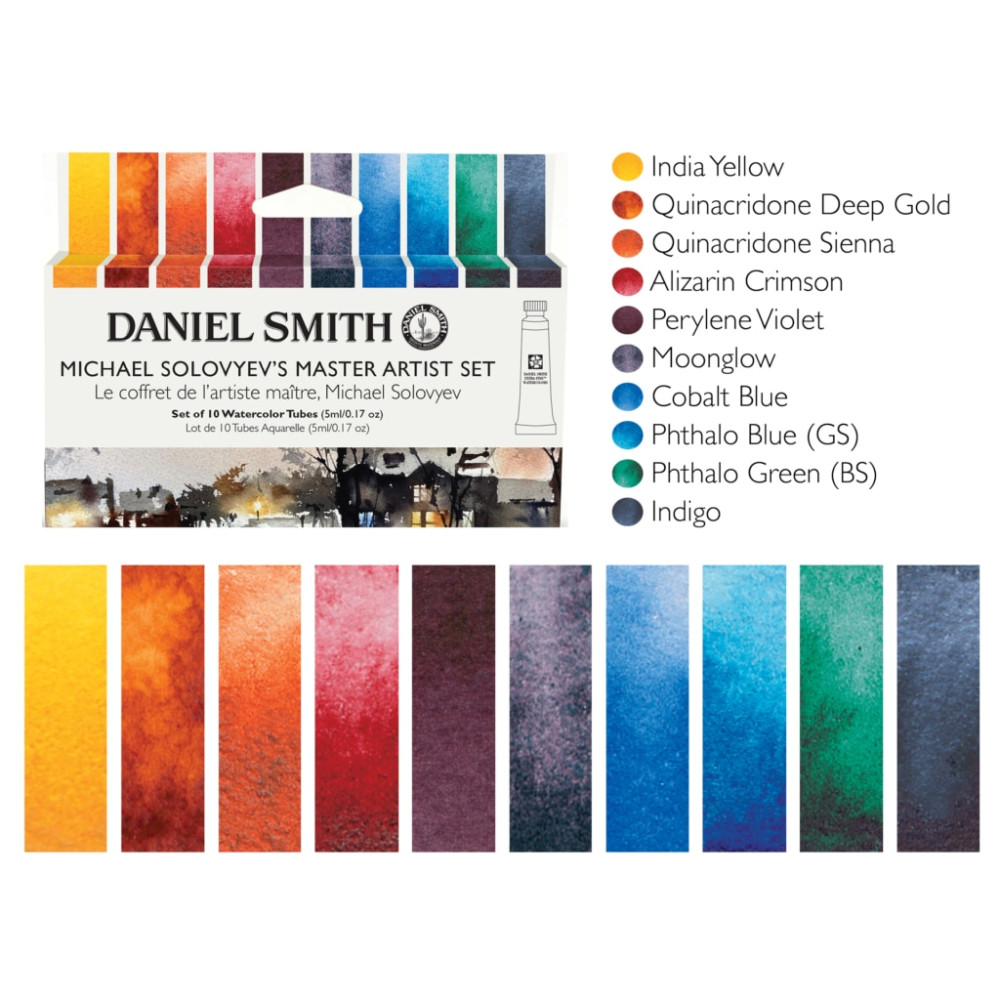 Set of Extra Fine Michael Solovyev's Master Artist Watercolor paints - Daniel Smith - 10 x 5 ml