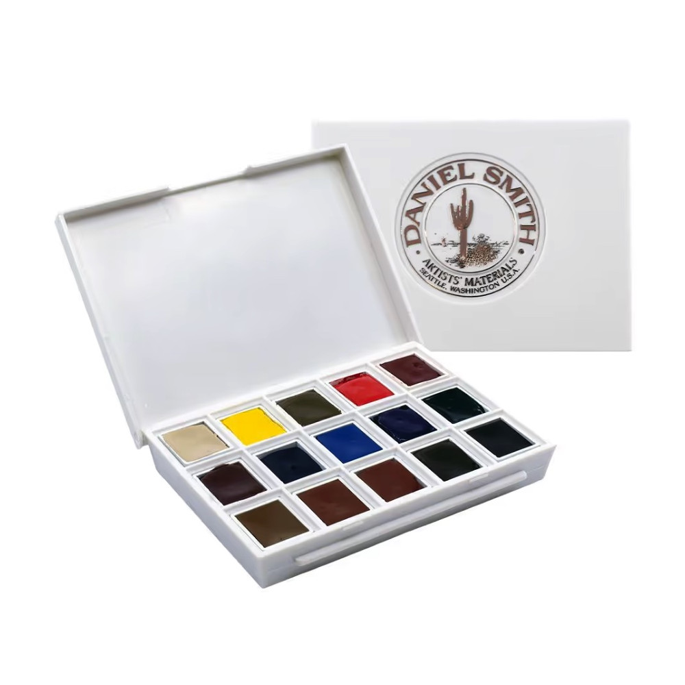 Set of Extra Fine Watercolor half pans paints + Bonus - Daniel Smith - 15 pcs.
