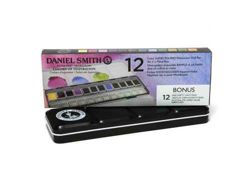 Set of Extra Fine Colors of Inspiration Watercolor half pans paints + Bonus - Daniel Smith - 12 pcs.