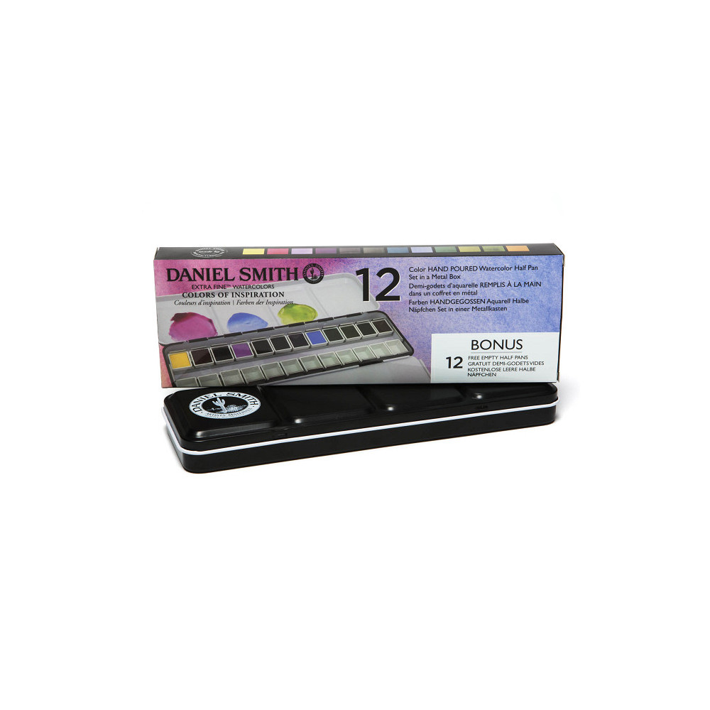 Set of Extra Fine Colors of Inspiration Watercolor half pans paints + Bonus - Daniel Smith - 12 pcs.