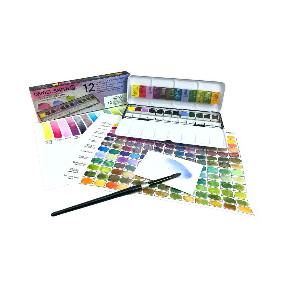 Set of Extra Fine Colors of Inspiration Watercolor half pans paints + Bonus - Daniel Smith - 12 pcs.