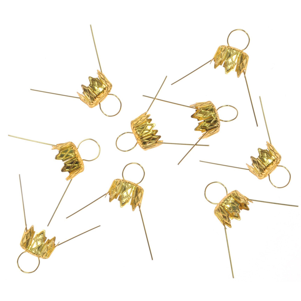 Bauble hangers - gold, 7 mm, 9 pcs.