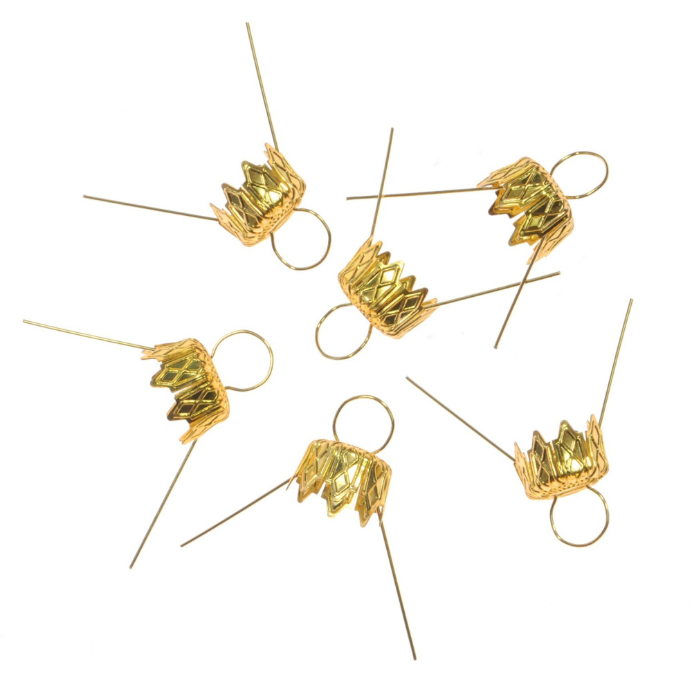 Bauble hangers - gold, 12 mm, 6 pcs.