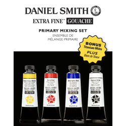 Zestaw farb gwaszy Extra Fine Primary + Bonus - Daniel Smith - 4 x 15 ml