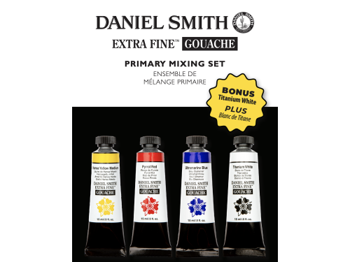 Zestaw farb gwaszy Extra Fine Primary + Bonus - Daniel Smith - 4 x 15 ml