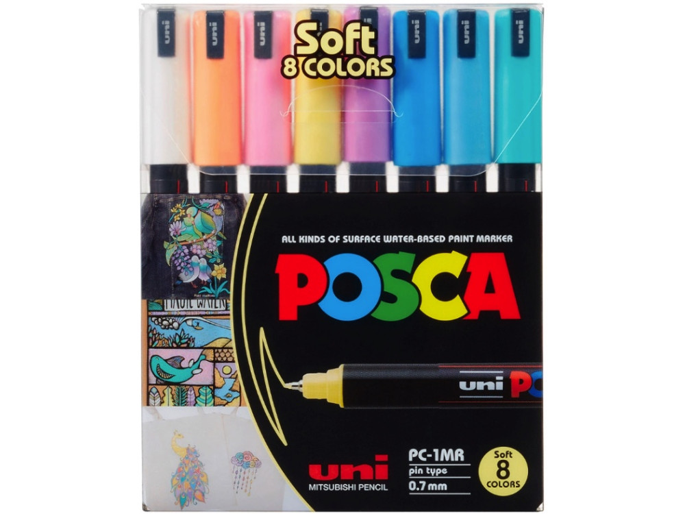 Set of Posca Paint PC-1MR Pastel Colors markers - Uni - 8 pcs.