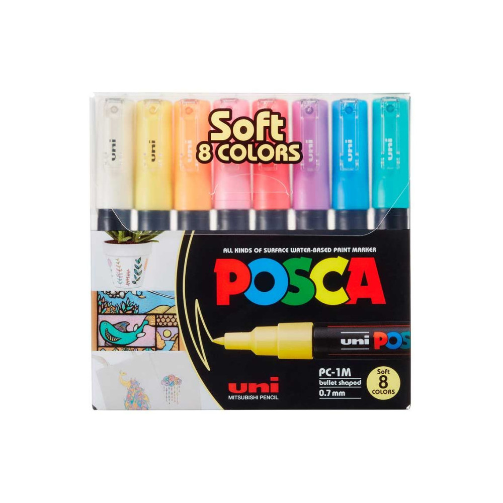 Set of Posca Paint PC-1M Pastel Colors markers - Uni - 8 pcs.