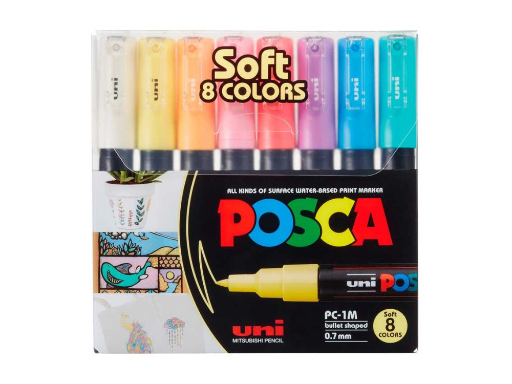 Set of Posca Paint PC-1M Pastel Colors markers - Uni - 8 pcs.